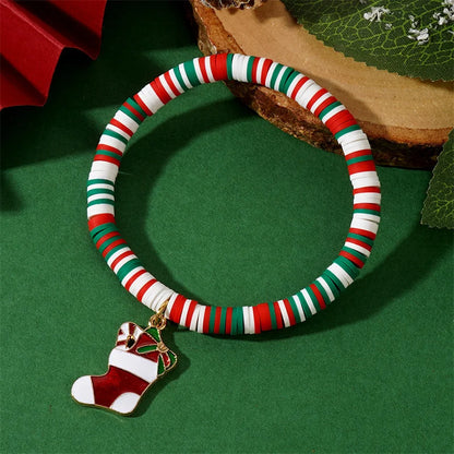 Christmas polymer clay pendant bracelet party New Year holiday accessories